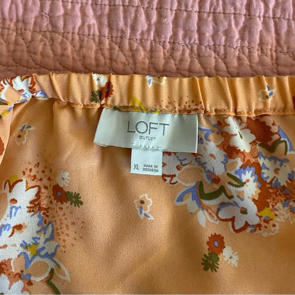 LOFT Tank top, ruffle sleeves coral. Sz XL - Picture 3 of 6